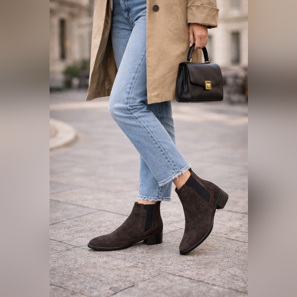 Sartore Chelsea Ankle‎ Boots Women EU 39 Brown Suede Leather Made in Italy